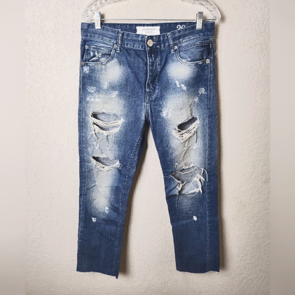 Broken Edge By Replay Gracelly Boyfit Destroyed Distressed Jeans Size 26 New